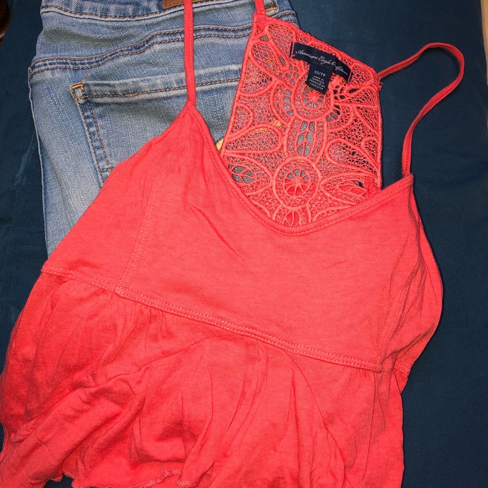🟢 American Eagle Ruffle Tank Top